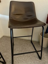 4 Brown Black Modern Metal Barstool with Backrest 31in for Kitchen Dining