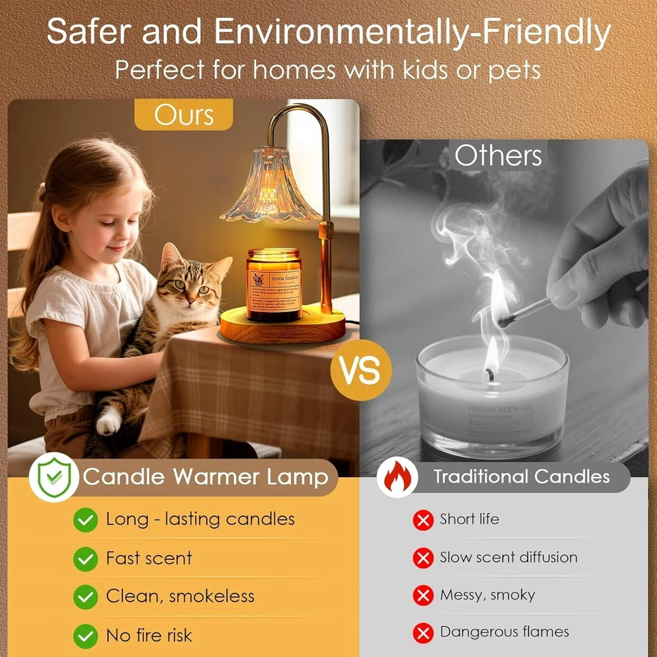 Calentador de Velas Lámpara Temporizador y Regulable Altura Ajustable 35W | 4 Niveles de Brillo Foto 4 de 4