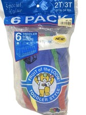 Vintage 1990 Fruit Of The Loom Toddler Boys Briefs 2T/3T 100 Color Block 6 Pack