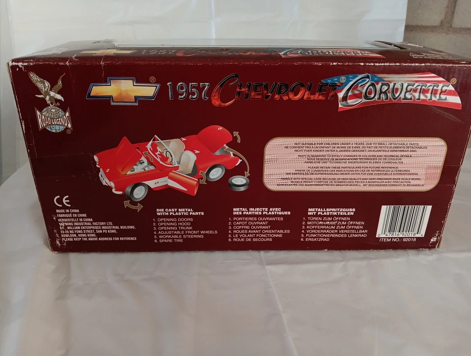 Chevrolet Baby Blue Corvette 1957 Road Legends 1 18 de metal fundido a presión Nº 92018 Foto 3 de 3