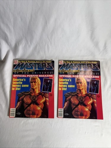 2 Masters of the Universe Movie Poster Magazine Complete He-man Vtg 1980's rare