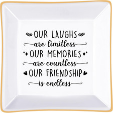 Friendship Gifts for Women Best Friend Jewelry Dish, Our Laughs Are Limitless, O