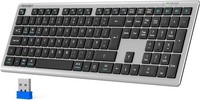 TECKNET Wireless Keyboard Bluetooth 2.4GHz Rechargeable Multi Device Slim Silver