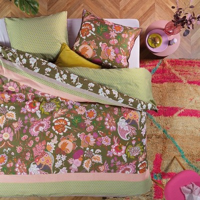 Amelie Sits Mix Green Cotton Sateen Quilt Cover Set by Oilily