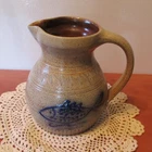 2000 Keith Red Wing Pottery Pitcher With Blue Fish 6" Tall
