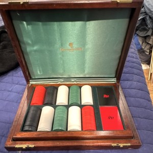 Abercrombie & Fitch Poker Chip Set with Playing Cards in Wooden Case