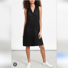 Everlane Linen Black Button Down Tank Dress Size 10