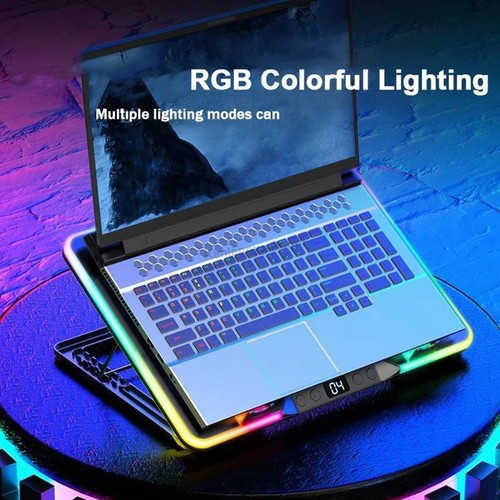 F36 Gaming Laptop Cooling Pad with RGB Lights LCD Display 7 Adjustable8152 - Afbeelding 4 van 10