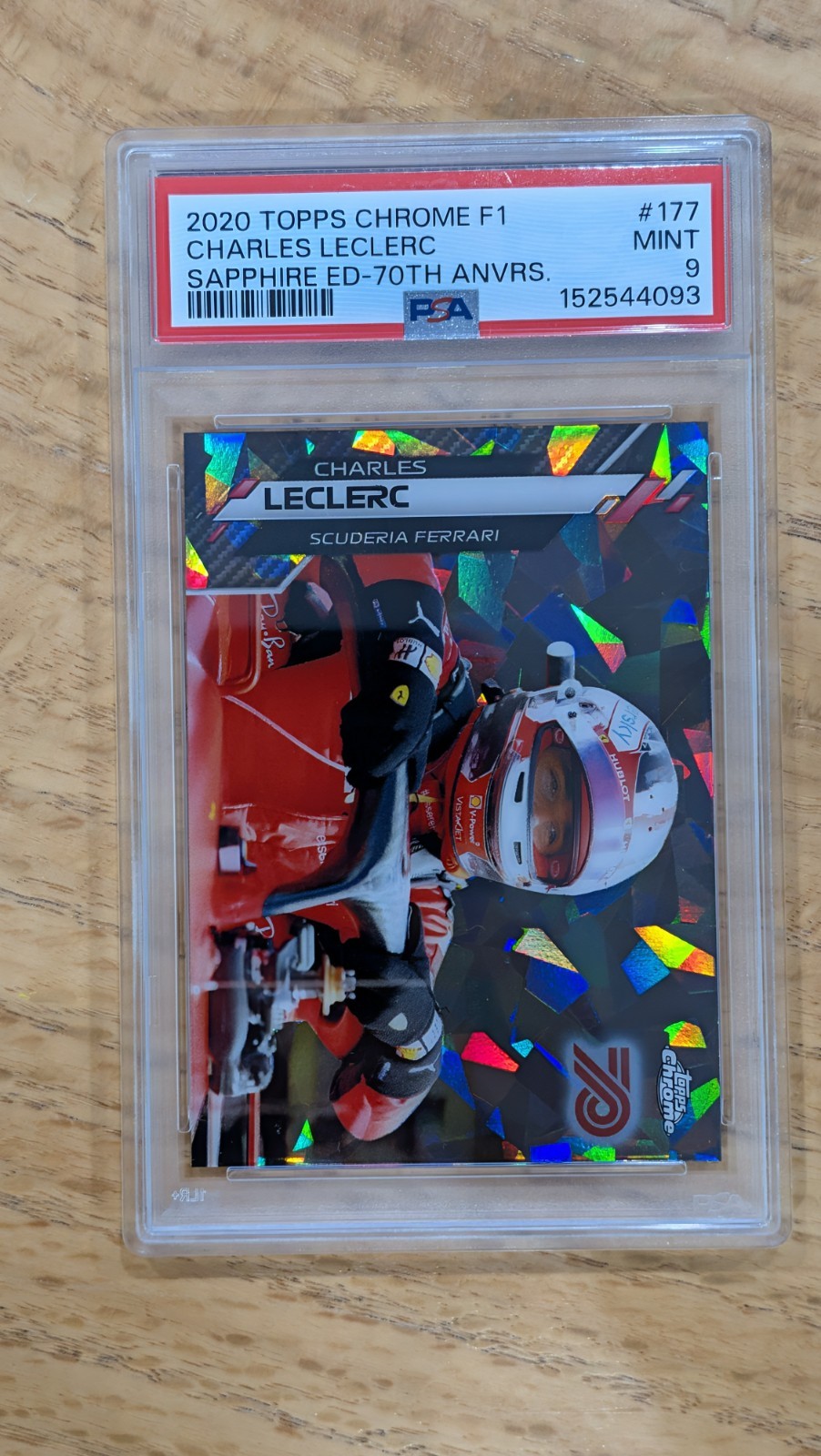 2020 Topps F1 Sapphire #177 Charles Leclerc 70th Anniversary 51/70 PSA 9