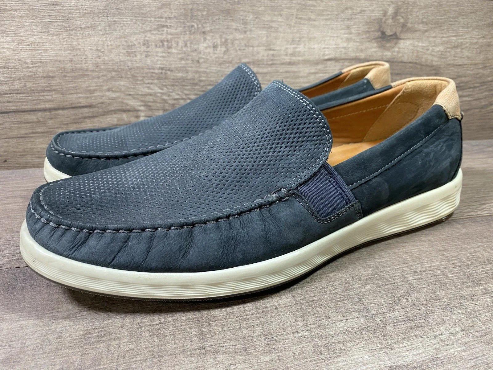 Mocassino ECCO S Lite Moc Nubuck in pelle blu navy da uomo taglia EU 45 US 11 11 5