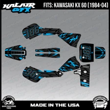 Graphics Kit for KAWASAKI KX60 KX KAWA (1984-2004) Twitch - Cyan