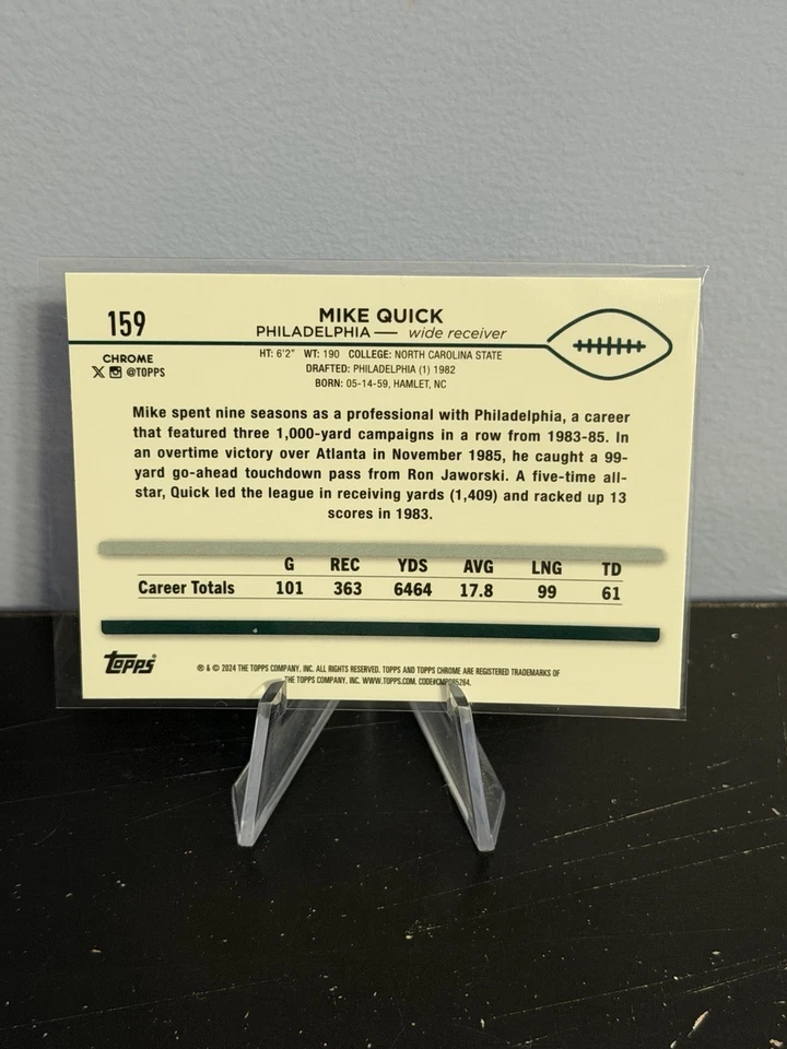 🔥2024 Topps Chrome Mike Quick No. 159 Sepia Refractor - Image 2 of 2