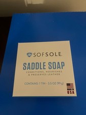 NEW SOF SOLE SADDLE SOAP-3.5 OZ. TIN CONDITIONS, NOURISHES  PRESERVES LEATHER