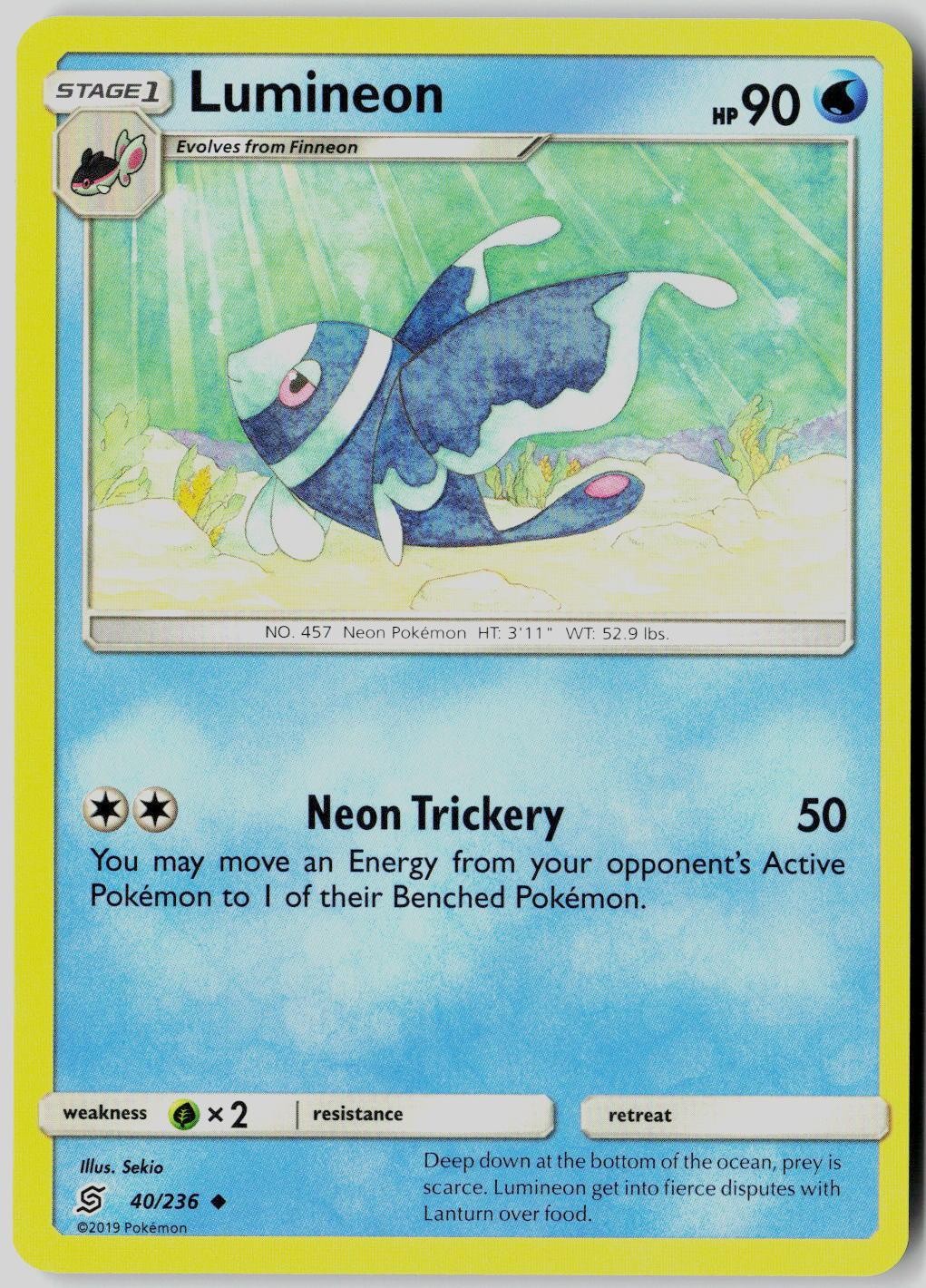 Lumineon 40/236 Uncommon Unified Minds Pokemon Near Mint