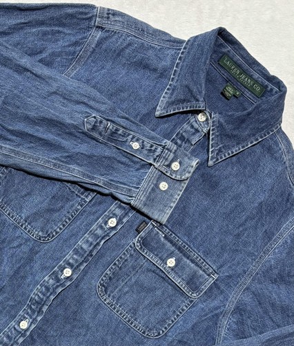 Lauren Jeans Co Ralph Lauren Jeanshemd Damen M Western Langarm Tasche