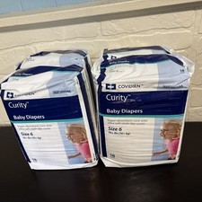 CURITY Baby Diapers-Size 6: XX-Large Weight 35  lb - 4 Packs of 18