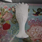 Vintage Westmoreland Lily of the Valley Embossed Milk Glass Footed Vase