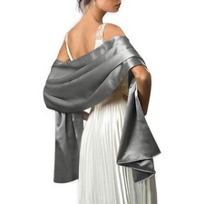 Gray Shawls and Wraps for Women Evening Dresses Satin Formal Shawl Wraps Dres...