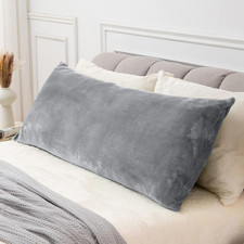 Body Pillow Cover 20"x54" Super Soft Fuzzy Fleece Zipper Closure Gray