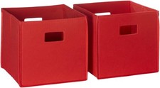 Folding Storage Bins - 2-pack of 10in Tall Red Cubes