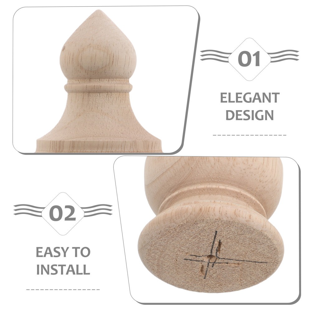 2 Pcs Solid Wood Carved Capitals Bed Post Decorative Finials Column