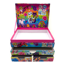 1990s Lisa Frank 3 Drawer Jewelry Trinket Stationary Box Forest Markie Vintage