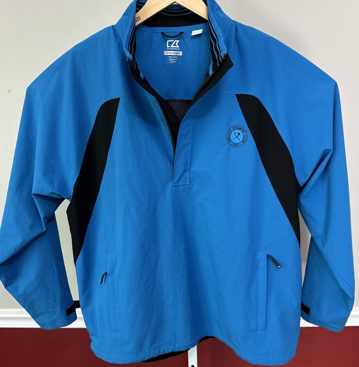 Cutter & Buck WeatherTec 1/4 Zip Jacket Blue Wind Water Resistant