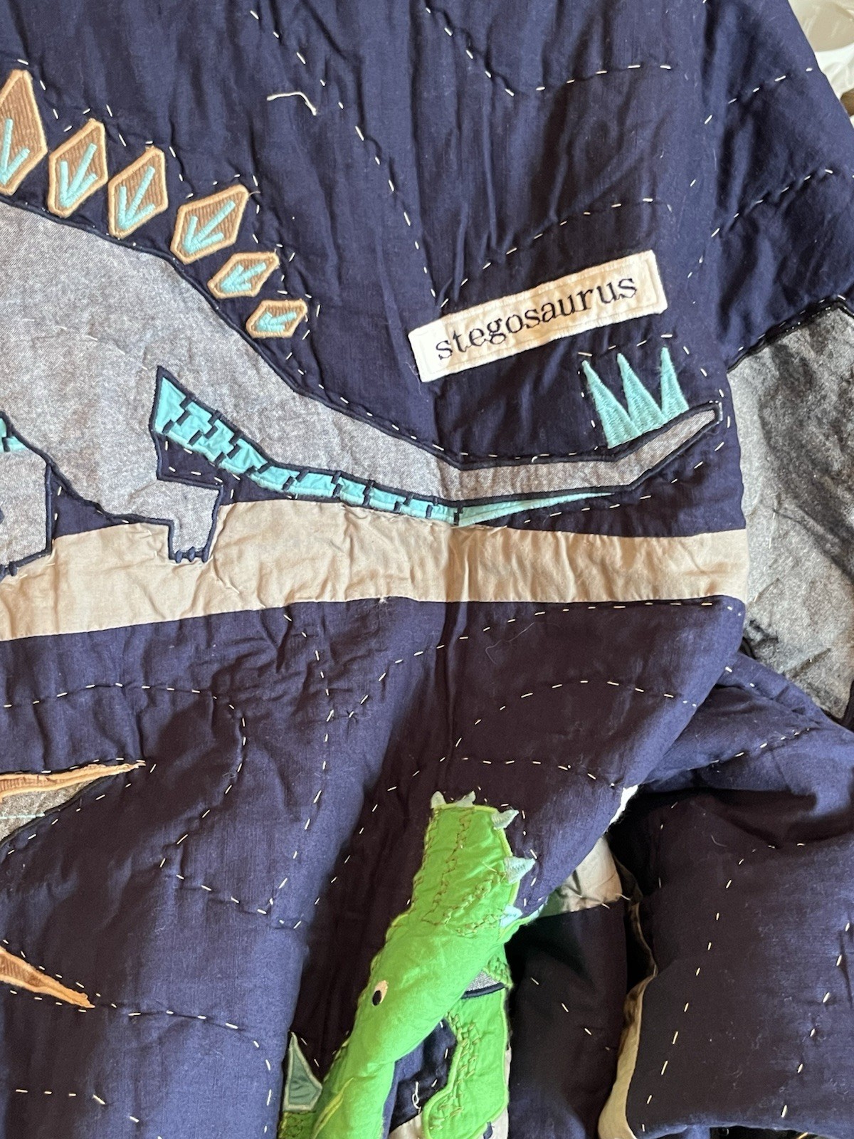 Pottery Barn Kids Warren Dinosaur TWIN Quilt 86” x 68” Boys Blue New Other NICE!