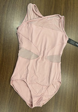 So Danca Leotard Womens Medium Petal Pink Mesh Cutout Asymmetrical Shoulder BY01