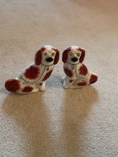 Par de perros Spaniel de cerámica Staffordshire de colección -