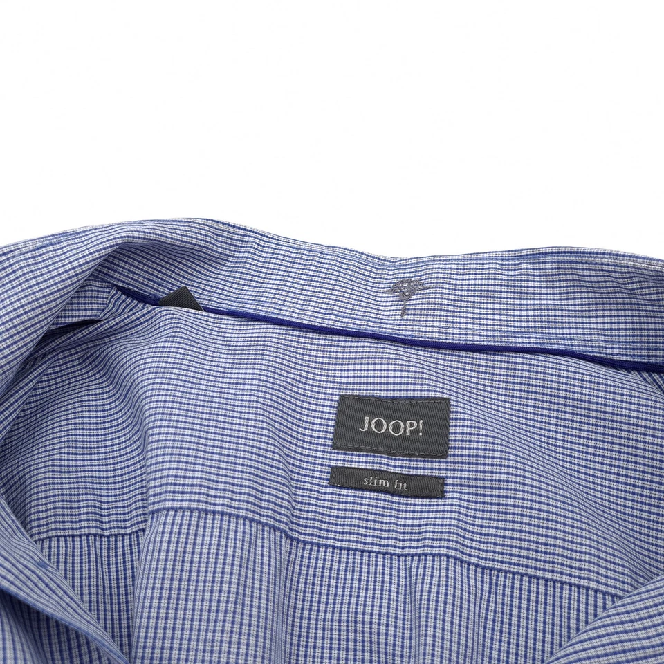 Camisa Para Hombre JOOP! Azul Ajustada A Cuadros De Algodón Yk0 Talla 15.5 39 - Imagen 4 de 4