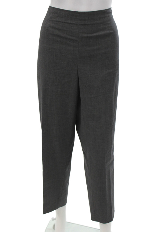 Piazza Sempione Women Dress Pants Gray Canvas Animal Print Zip Size M
