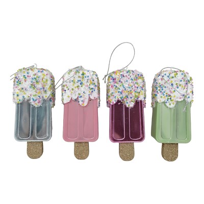Pastel Gingerbread Ice Cream Popsicle Ornaments Candyland Sweets Bead Sprinkles