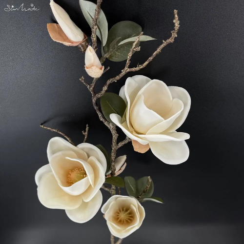 Luxury Big Fall Magnolia Branch Silk Artificial Flowers Home Decor Flores Decor - Picture 10 of 23