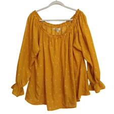 Paisley Raye Willow Yellow Off the Shoulder Top Plus Size 2X NWT Pumpkin Patch