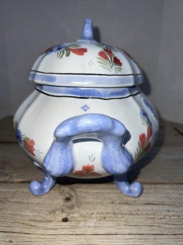 HB Quimper French Faience Hand Painted Rooster Footed Lidded Soup Tureen / Dish - Picture 4 of 12