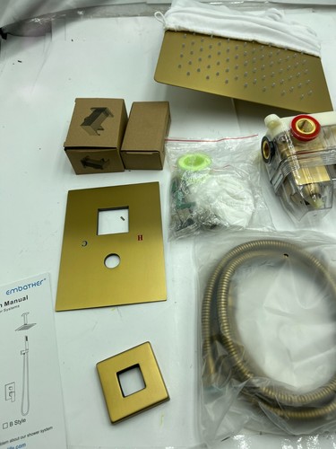 EMBATHER Shower System Shower Faucet with Rain Brushed Gold 10" Wall Mounted - Picture 4 of 11