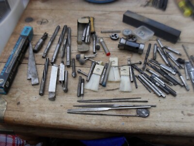 Vintage Ingenieure verschiedene Werkzeuge Reibahlen, Gewindebohrer, Matrizen, Feilen, Werkzeuge Metallbearbeitung
