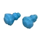 Antique 2 Blue Chalaine Milk Glass Hoosier Style Threaded Knobs Pulls Lot Vintag