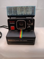Vintage 1970's Polaroid Time Zero One Step Rainbow Stripe Land Camera /Flash Bar