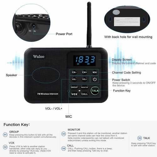 Home Wireless Intercom for Business Office Call ALL 1Mile Range Upgraded Version - Picture 17 of 132