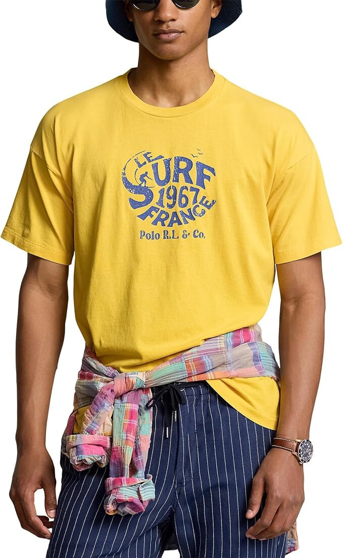 Мужская винтажная футболка Polo Ralph Lauren из джерси с графическим принтом-Signal Yellow-XXL 9990₽