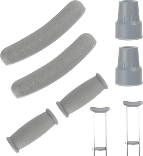 Crutch Pads and Caps Set (6 Pcs) Comfort Padding for Armpits and Hand Grips - Picture 6 of 12