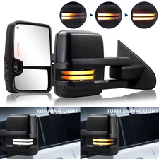 Smoked SwitchbackTow Mirrors for 2014-2019 Chevy Silverado GMC Sierra Heated LED