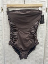 NWT 102 Vince Camuto Swim Women's Swimsuit One Piece Teak Brown Size 8 V61225