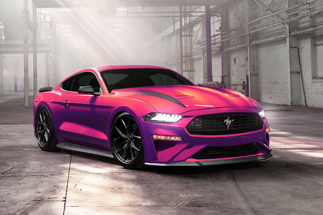 Ford Mustang Garage Car Pink Light Art Wall Print - POSTER 20x30