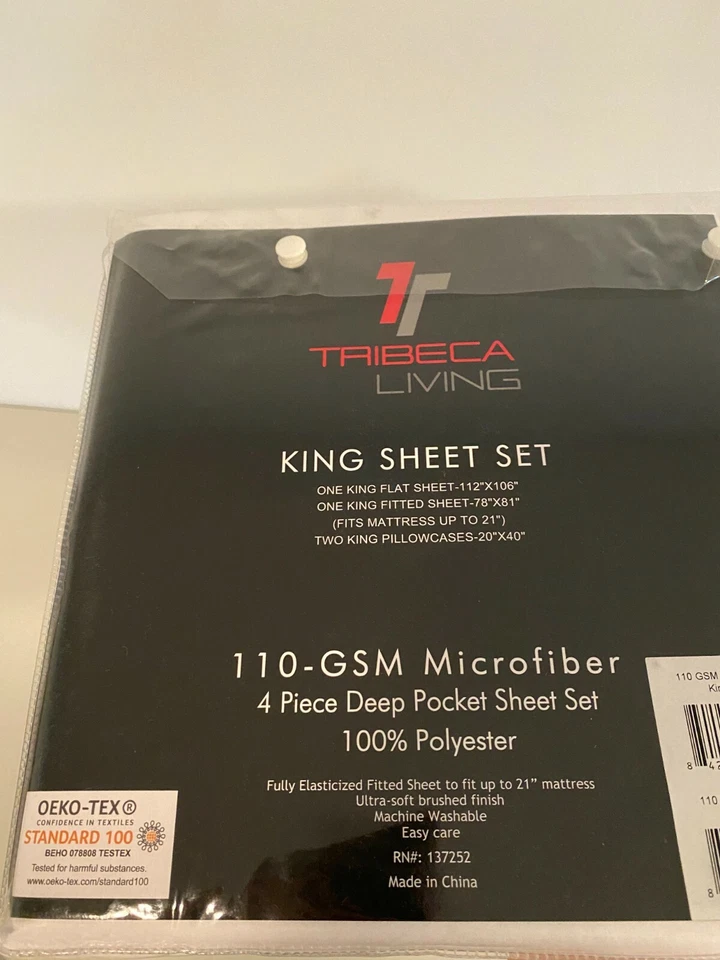 Juego de sábanas de bolsillo extra profundo Tribeca súper suaves sólidas fáciles de cuidar blanco king Foto 3 de 4