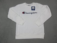 Champion Sweater Boys Medium White Spell Out Logo Sweatshirt Casual Youth Kids