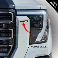 x2 For 2024 2025 Gmc Sierra HD Gloss Black Overlay Vinyl Decals Grille 2500 3500