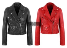 Women's Brando Jacket Slim-fit Biker Retro Sheep Napa Leather Jacket Emma Watson